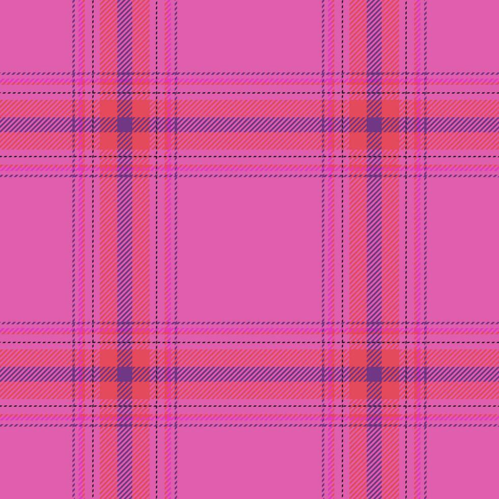 Plaid seamless pattern in pink. Check fabric texture. Vector textile print.