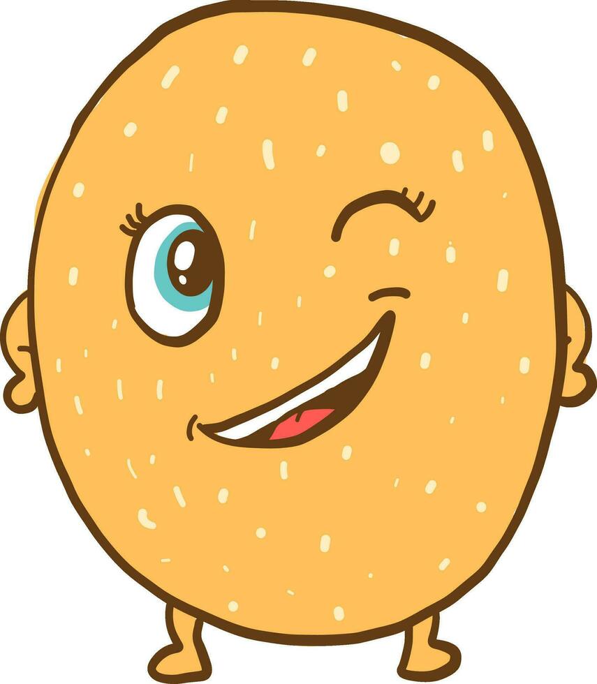 Little yellow winking melon, illustration, vector on white background