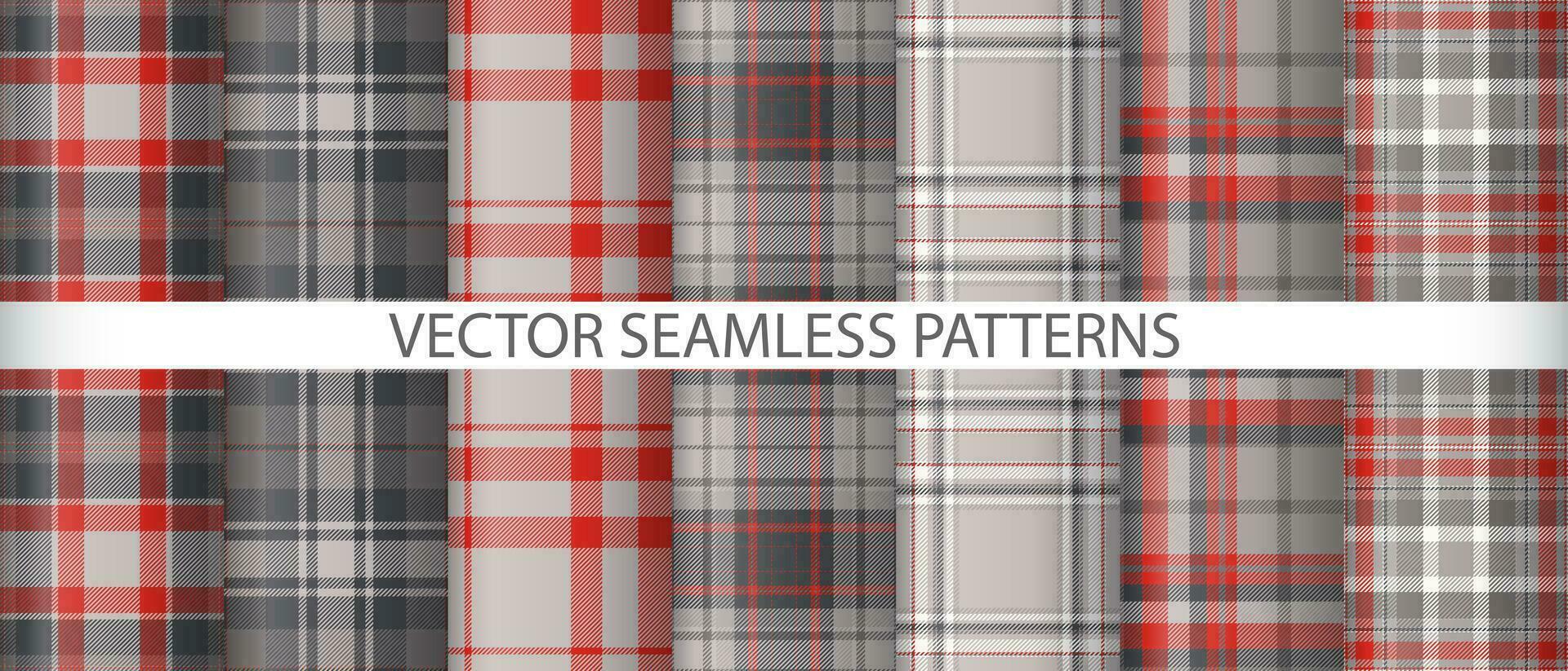 Set tartan pattern seamless. Plaid background textile. Vector check fabric texture.