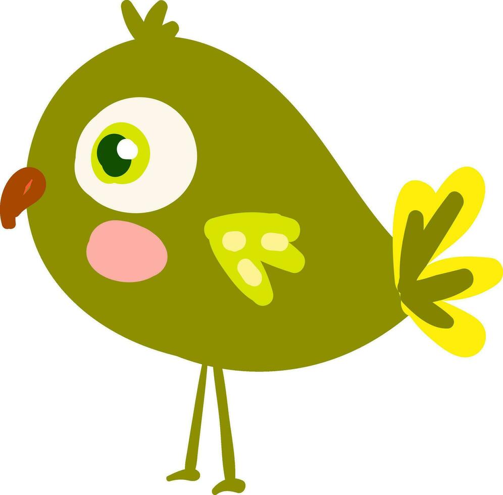 A colorful green bird vector or color illustration