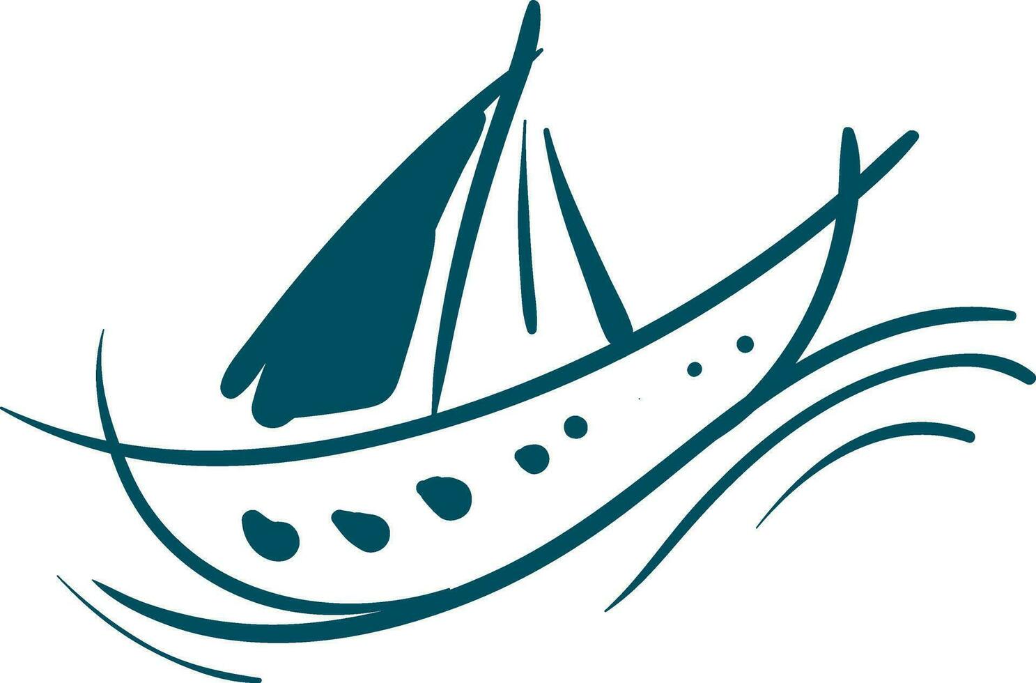 Sailing boat painting vector or color illustration
