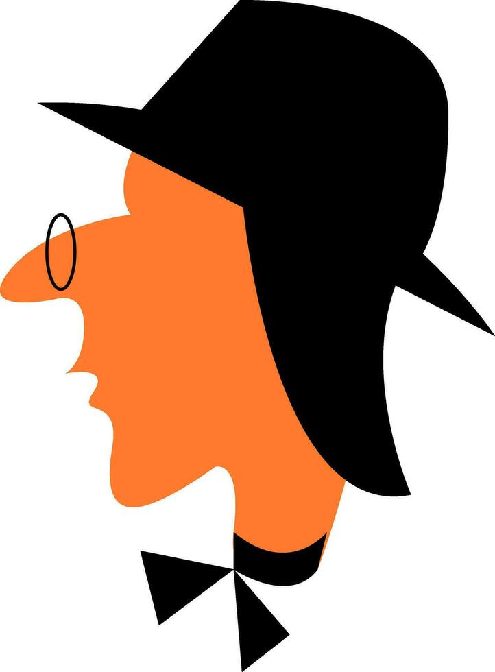 hombre con negro sombrero y arco Corbata vector o color ilustración