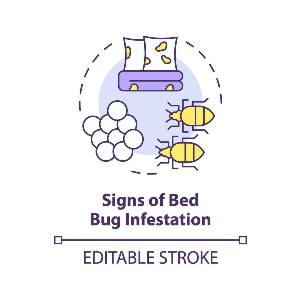 2d editable multicolor señales de cama error infestación icono, sencillo aislado vector, integrado parásito administración Delgado línea ilustración. vector