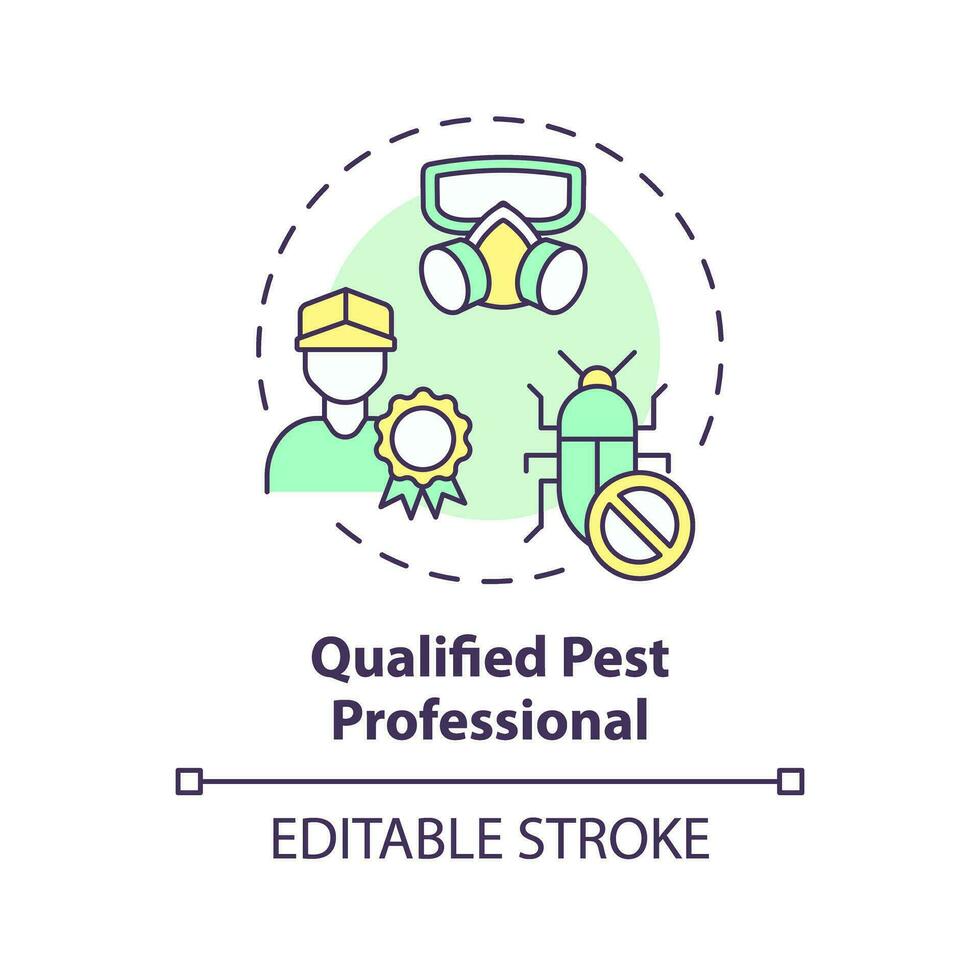 2D editable multicolor qualified pest professional icon, simple isolated vector, integrated pest management thin line illustration. vector