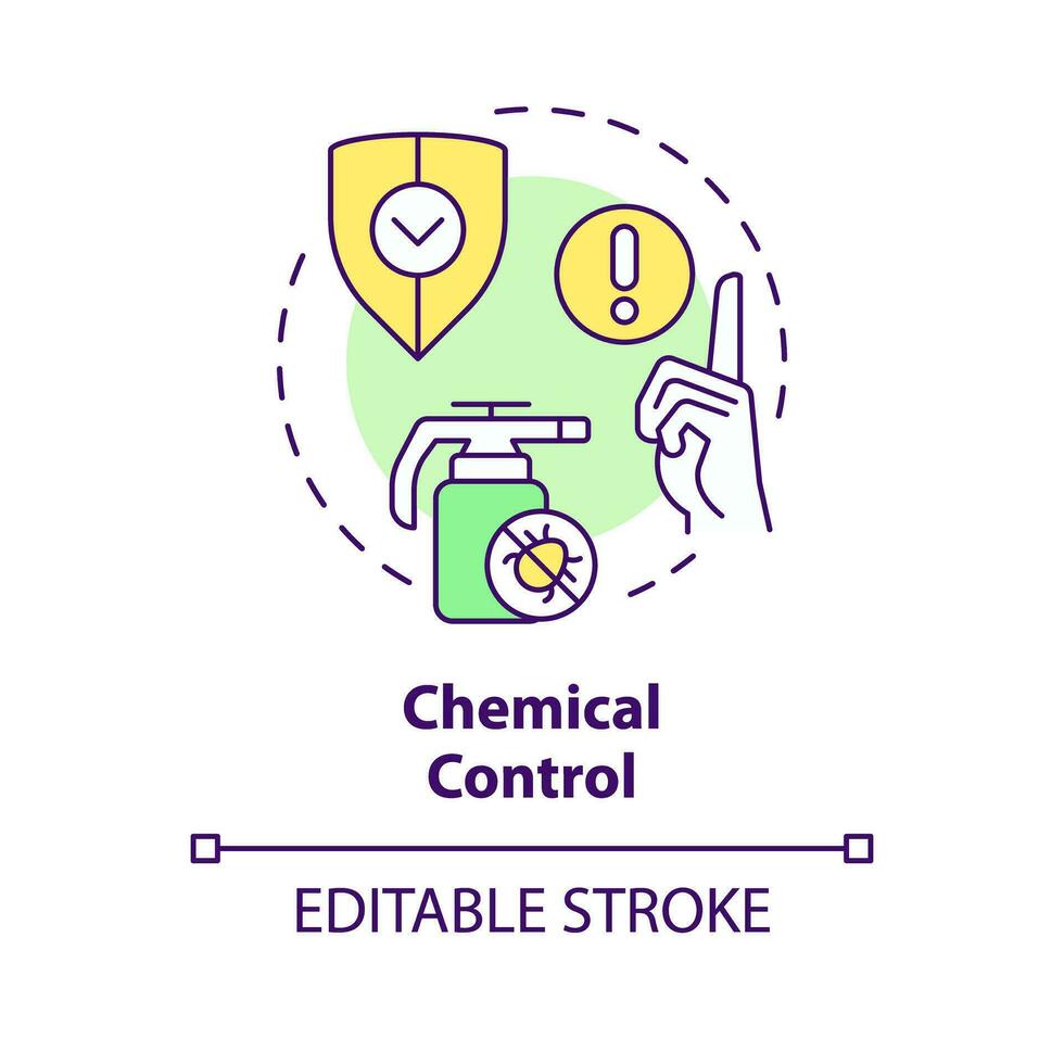 2D editable multicolor chemical control icon, simple isolated vector, integrated pest management thin line illustration. vector