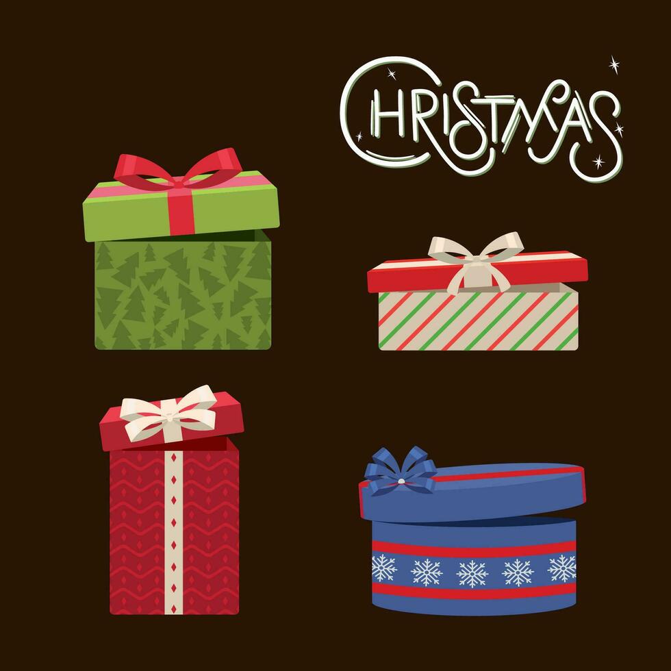 Set of christmas present icons Vector illustration