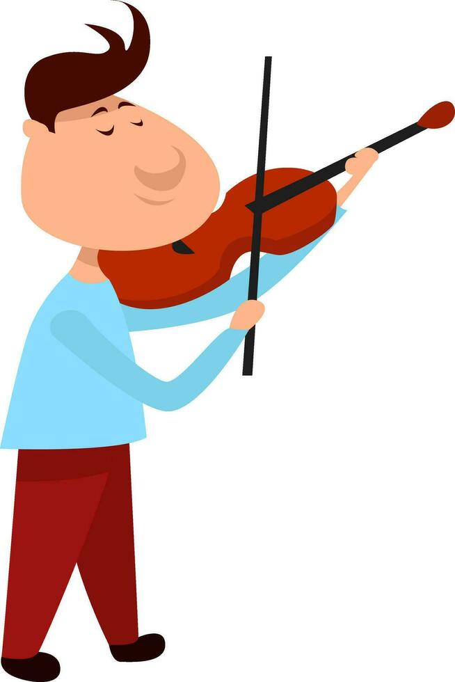 Boy violinist, illustration, vector on white background