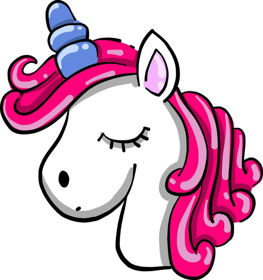 White unicorn, illustration, vector on white background