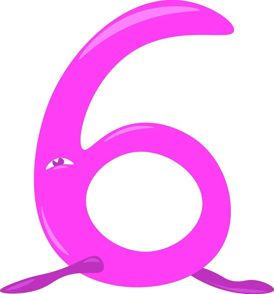 Animal shaped numerical number six vector or color illustration