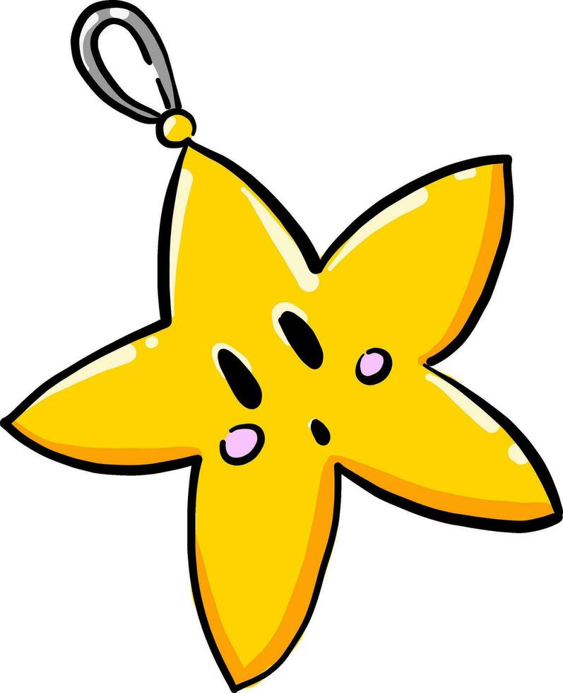 Yellow christmas star, illustration, vector on white background