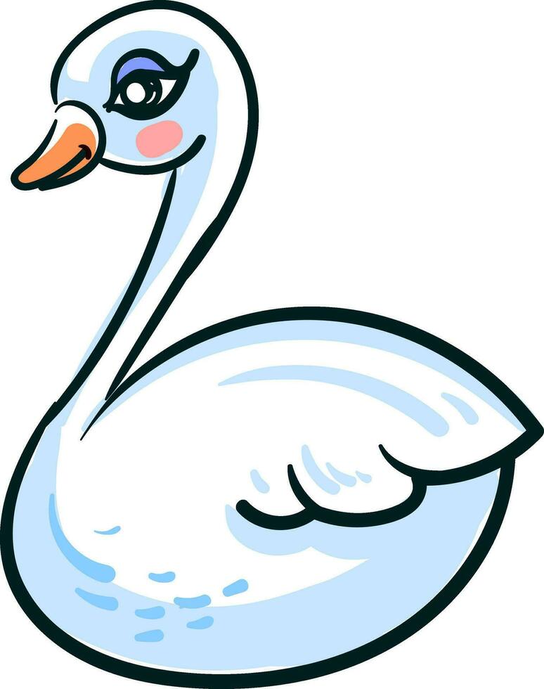 cisne con bonito ojos, ilustración, vector en blanco antecedentes