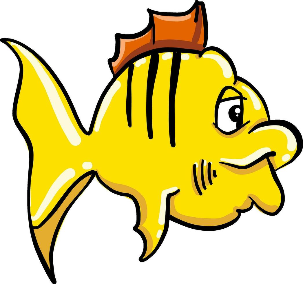 Weird yellow fish, illustration, vector on white background