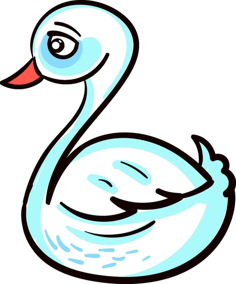 Sad swan, illustration, vector on white background