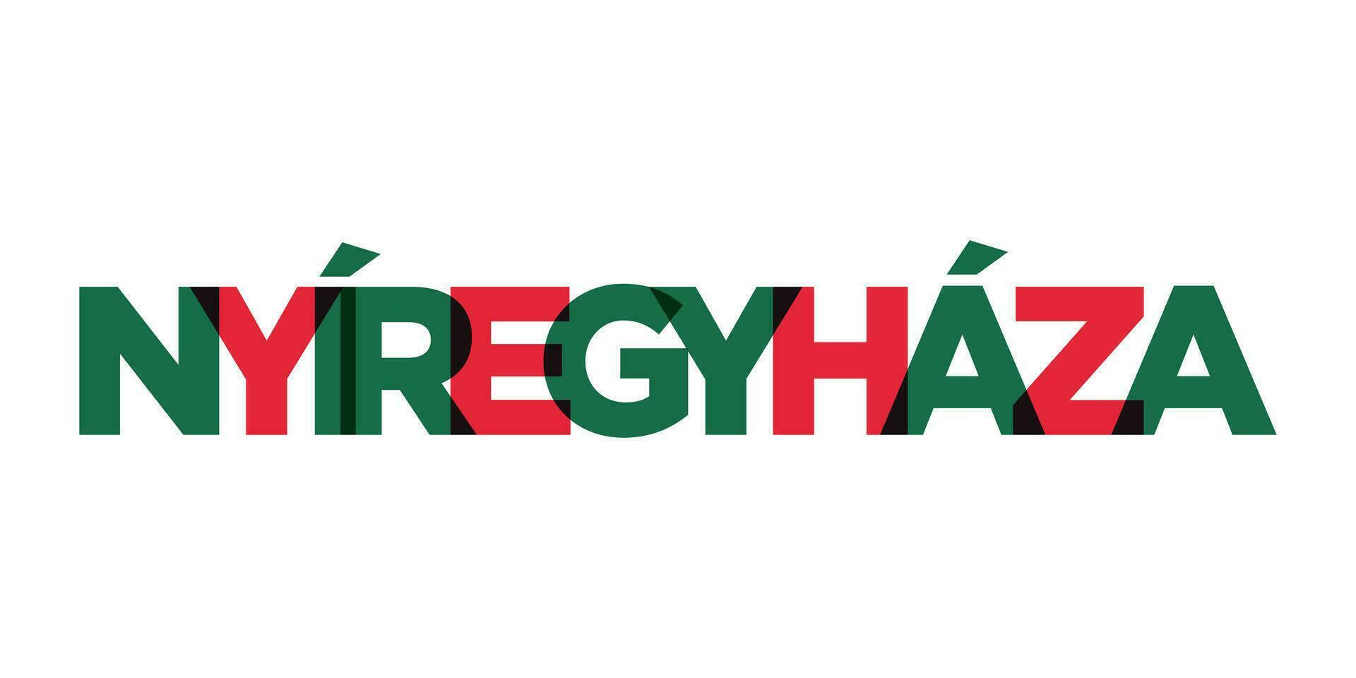 Nyiregyhaza in the Hungary emblem. The design features a geometric style, vector illustration with bold typography in a modern font. The graphic slogan lettering.