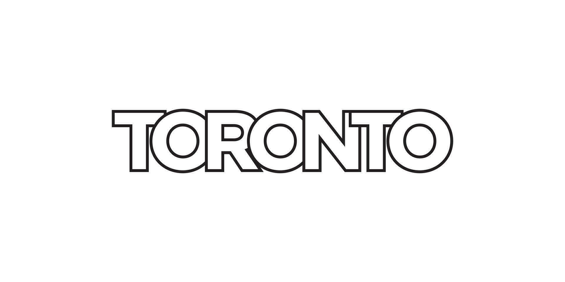 Toronto in the Canada emblem. The design features a geometric style, vector illustration with bold typography in a modern font. The graphic slogan lettering.
