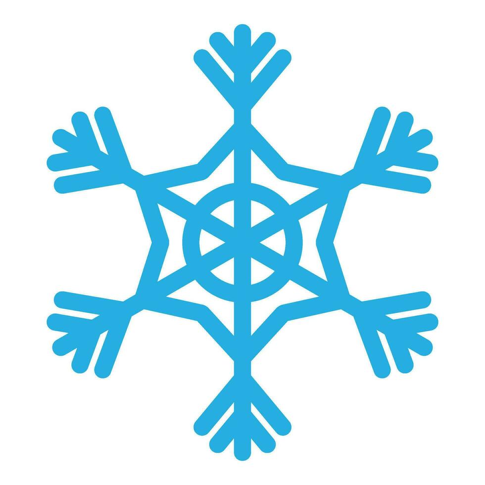 Winter Blue Freeze Snowflake Thick Line Icon vector