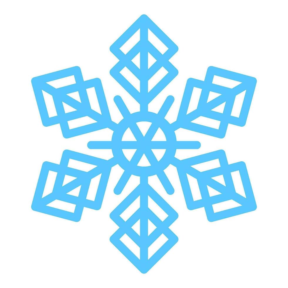 invierno azul congelar copo de nieve grueso línea icono vector