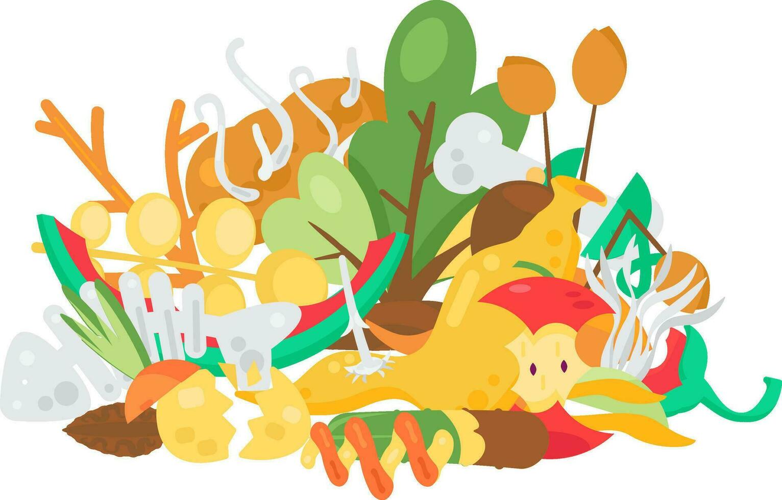 Unwanted Organic Rotten Food Piled Up Big Pile vector