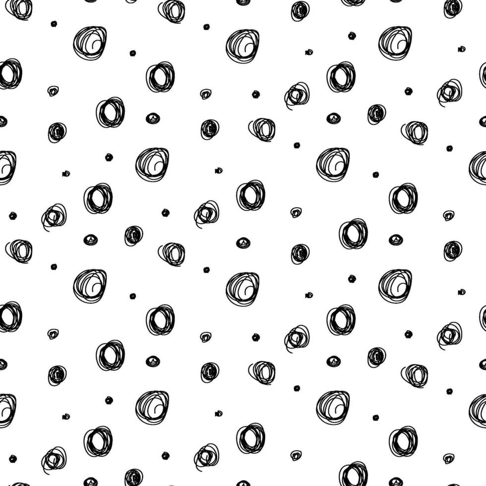 Grunge Hand Drawn Circles Seamless Pattern vector