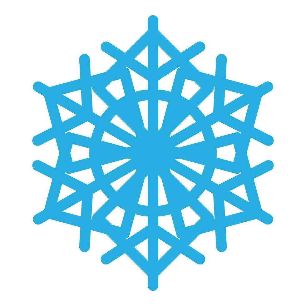 Winter Blue Freeze Snowflake Thick Line Icon vector