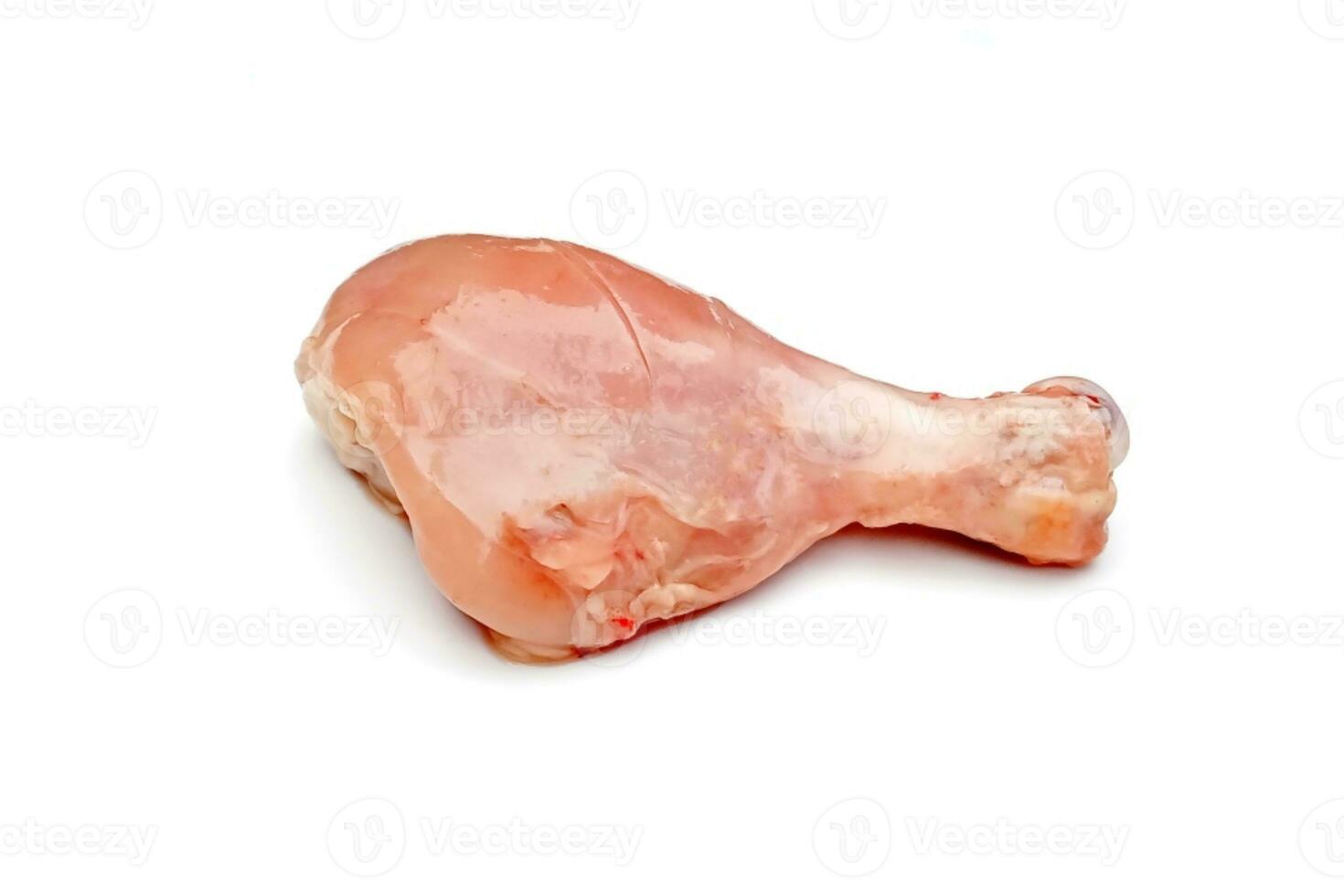 Raw fresh chicken leg piece isolated on white background photo