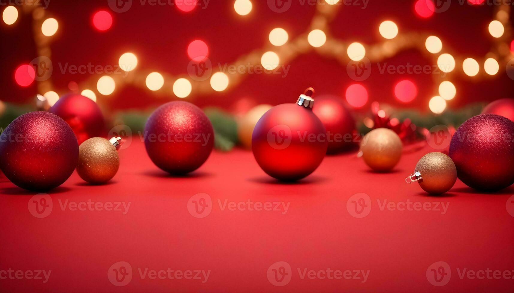 ai generado rojo Navidad color antecedentes con guirnalda y Navidad pelotas ai generado foto