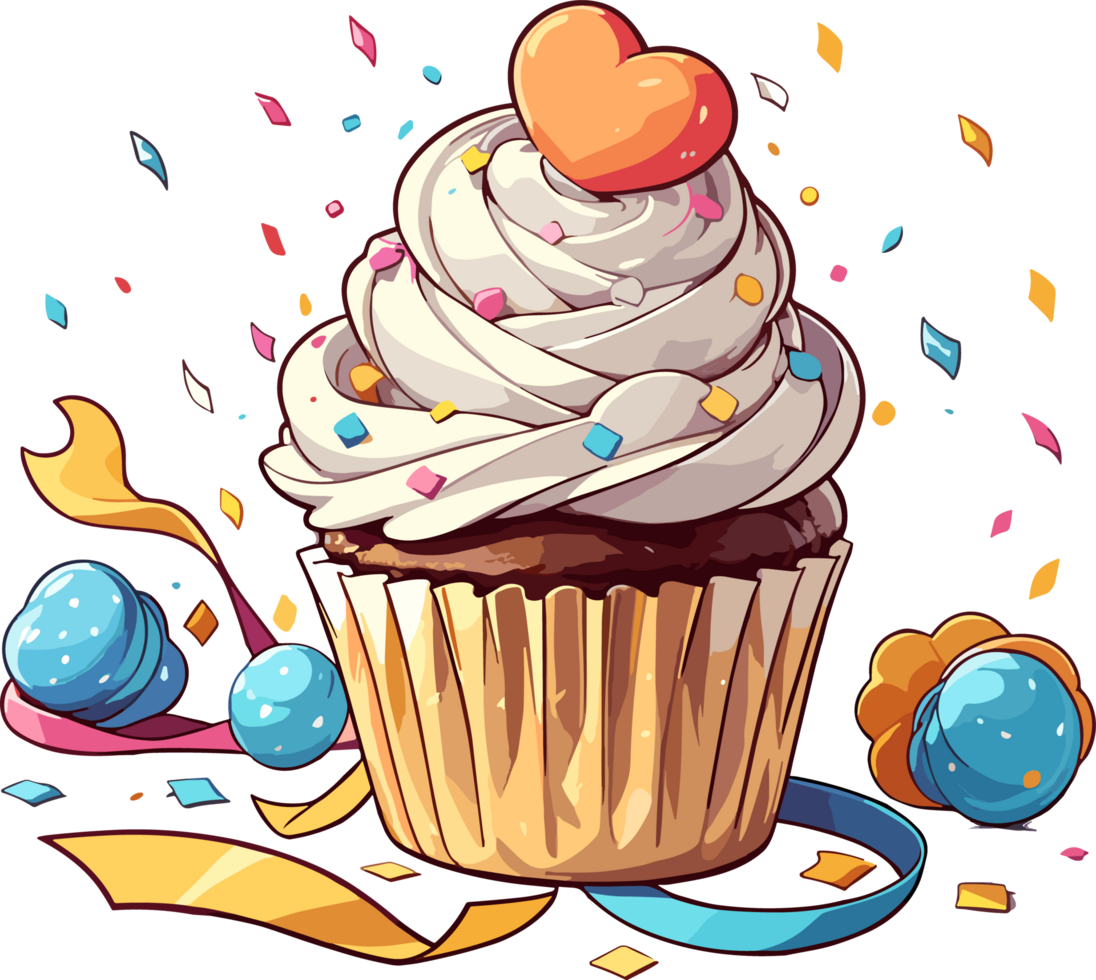 AI generated Colorful Birthday Cupcake Image png