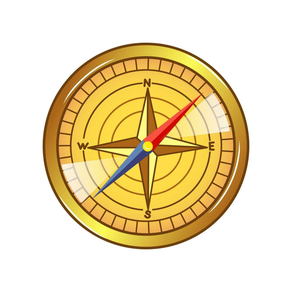 Compass vector illustration in cartoon style isolated on white background