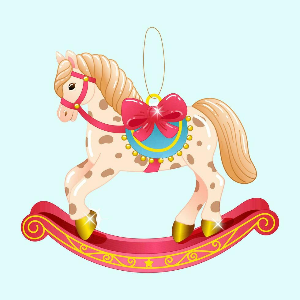 Vector illustration of a Christmas tree decoration in the form of a rocking horse