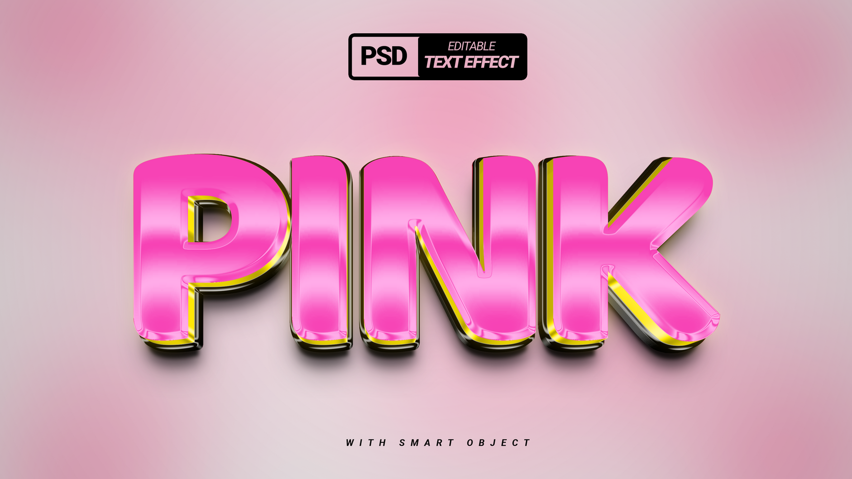 Pink golden shiny gradient 3d text effect design psd