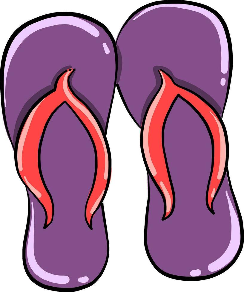 Purple slippers, illustration, vector on white background