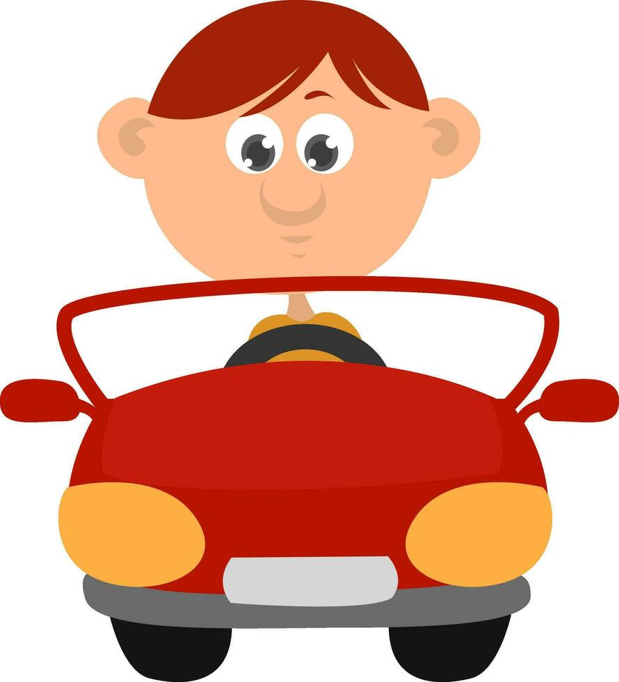 Small red car, illustration, vector on white background