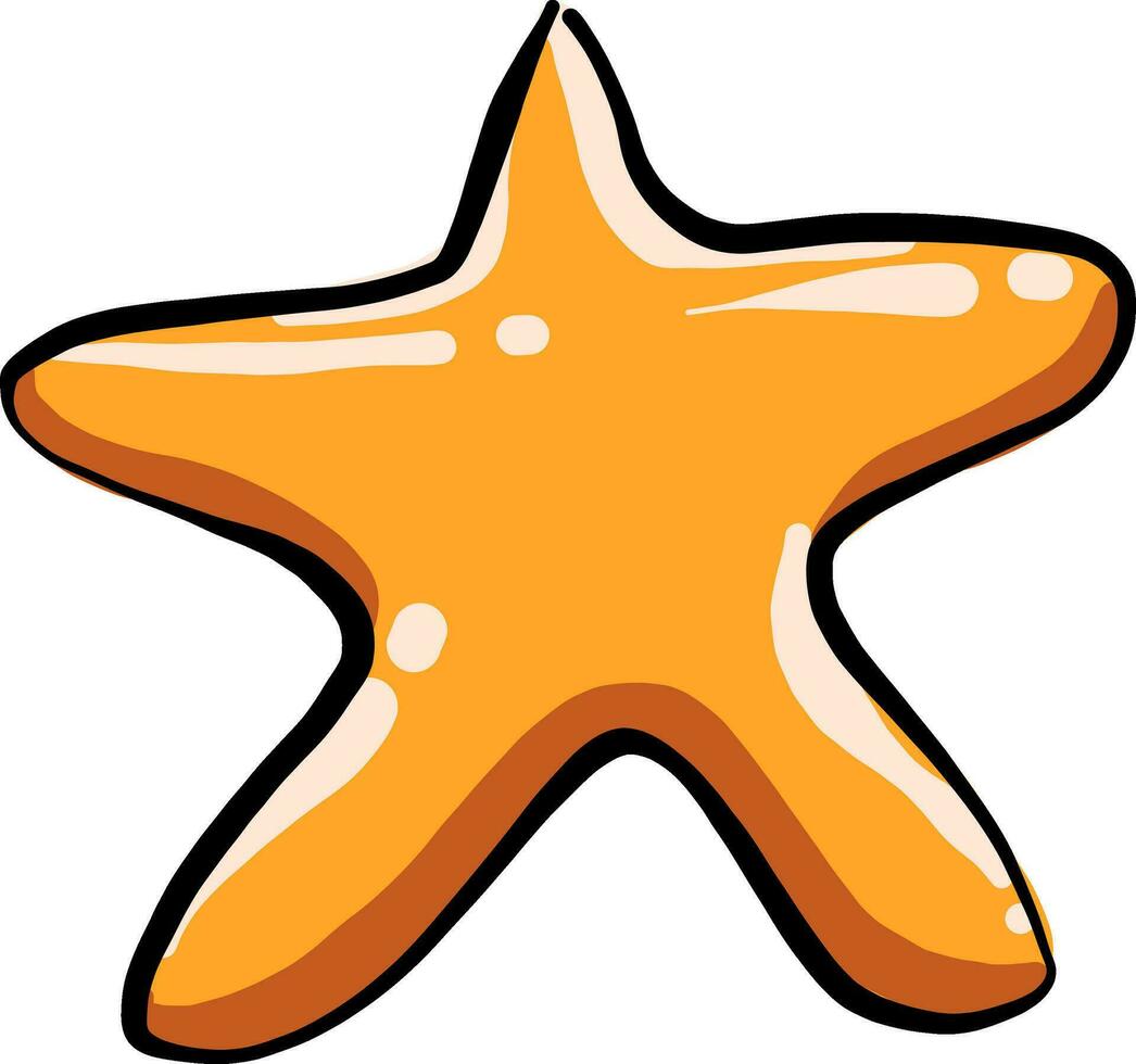 Orange sea star, illustration, vector on white background