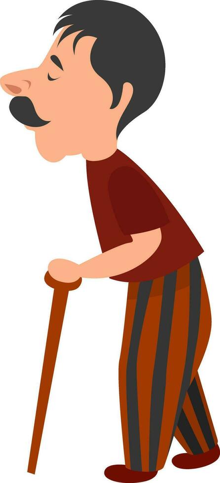 Old man in stripped pants, illustration, vector on white background