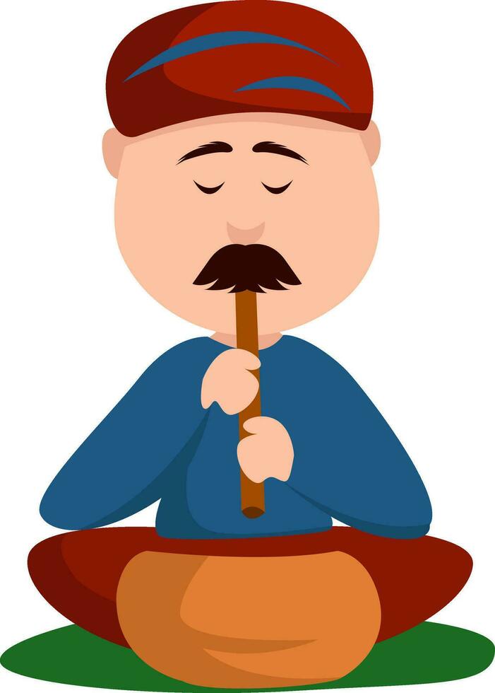 Snake charmer, illustration, vector on white background