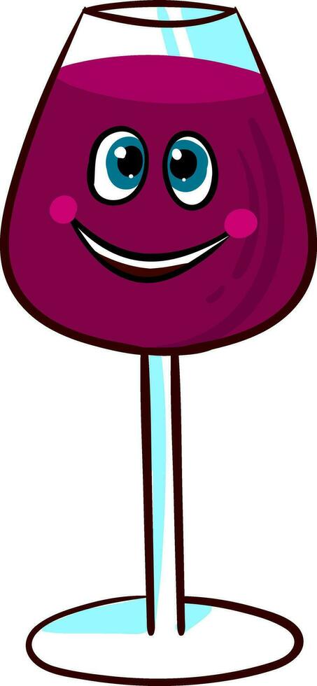 Happy wine glass, illustration, vector on white background