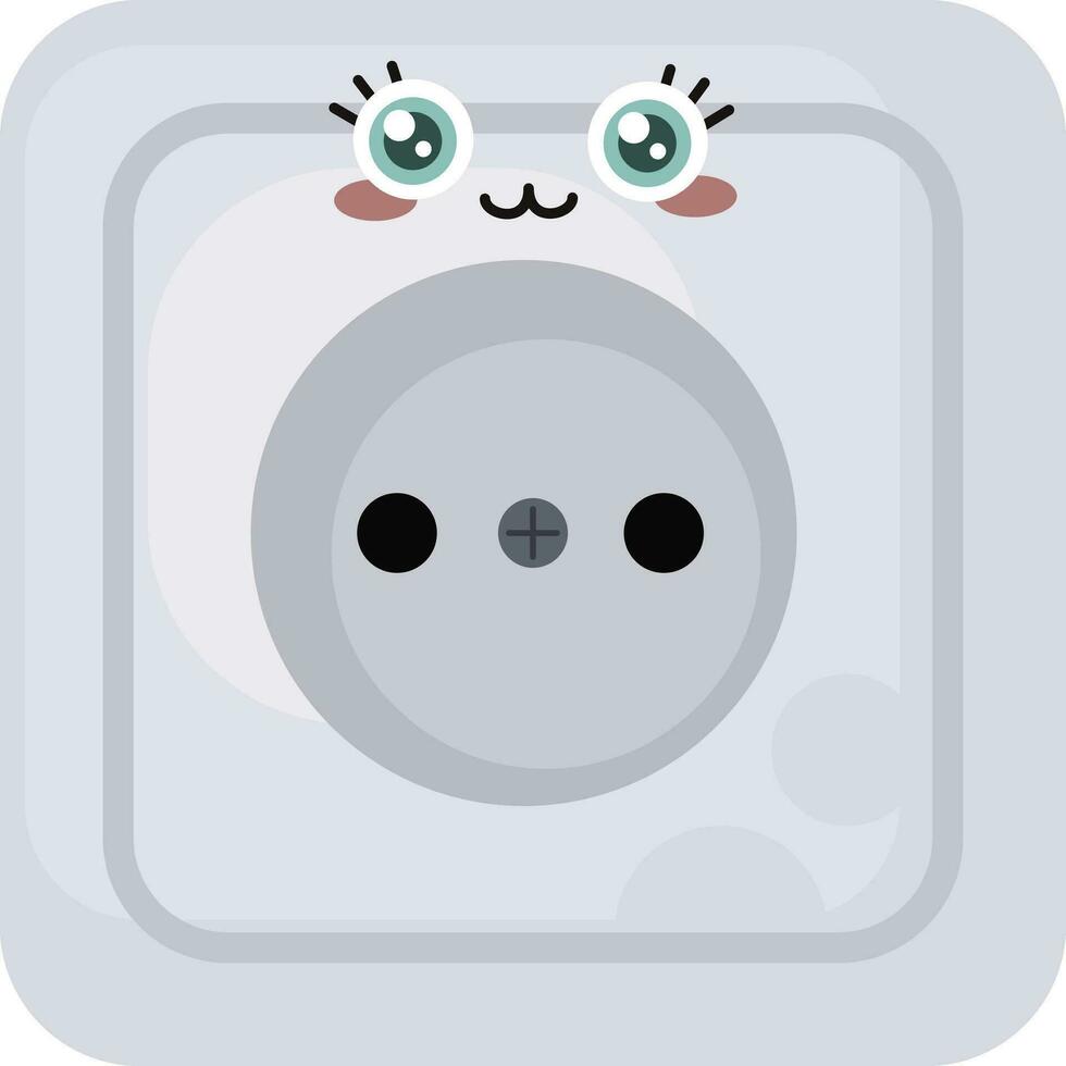 Electric socket with a face, illustration, vector on white background