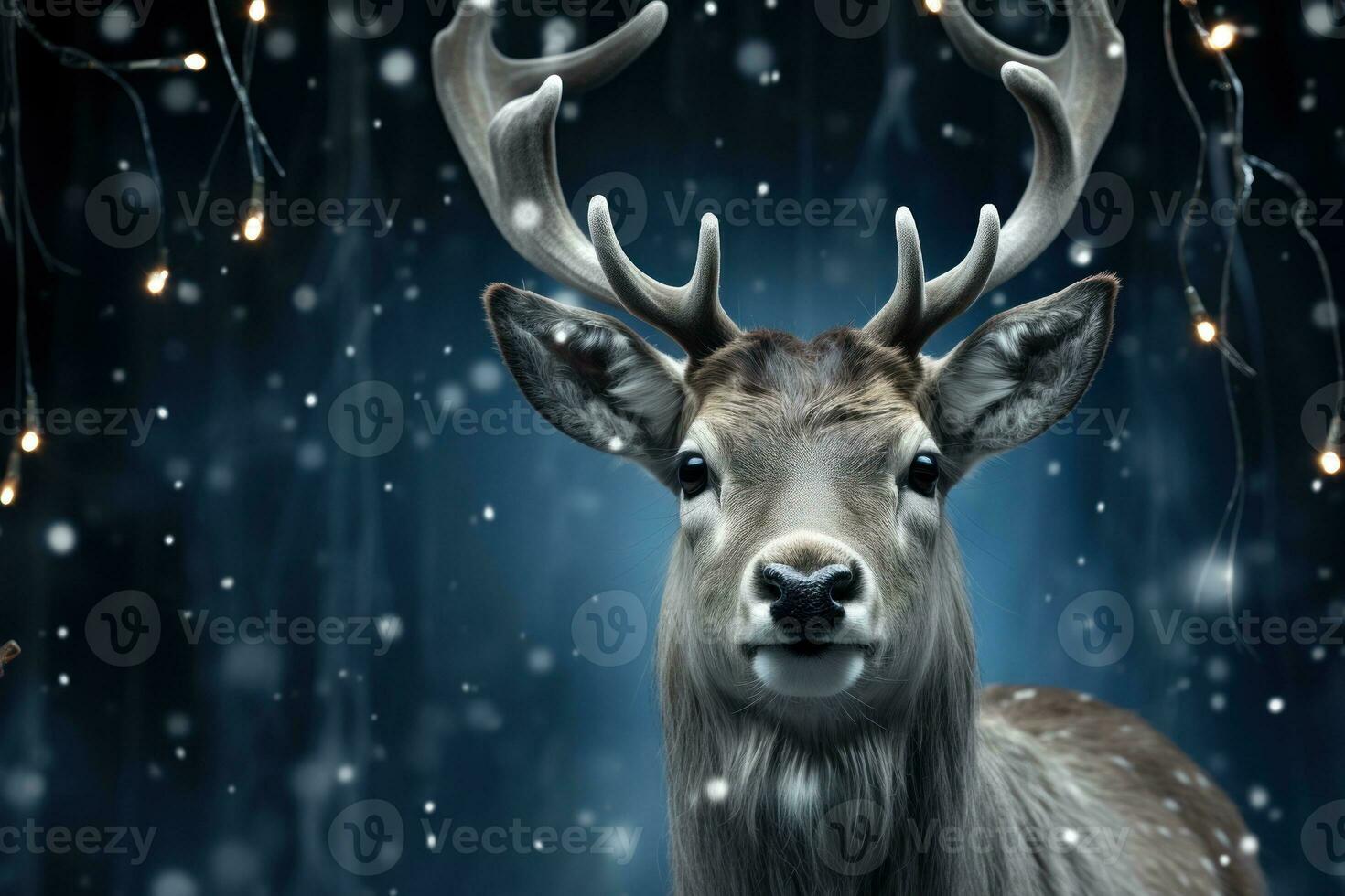 AI generated A festive reindeer adorned with silver bells creating a melodic holiday atmosphere, christmas picture photo