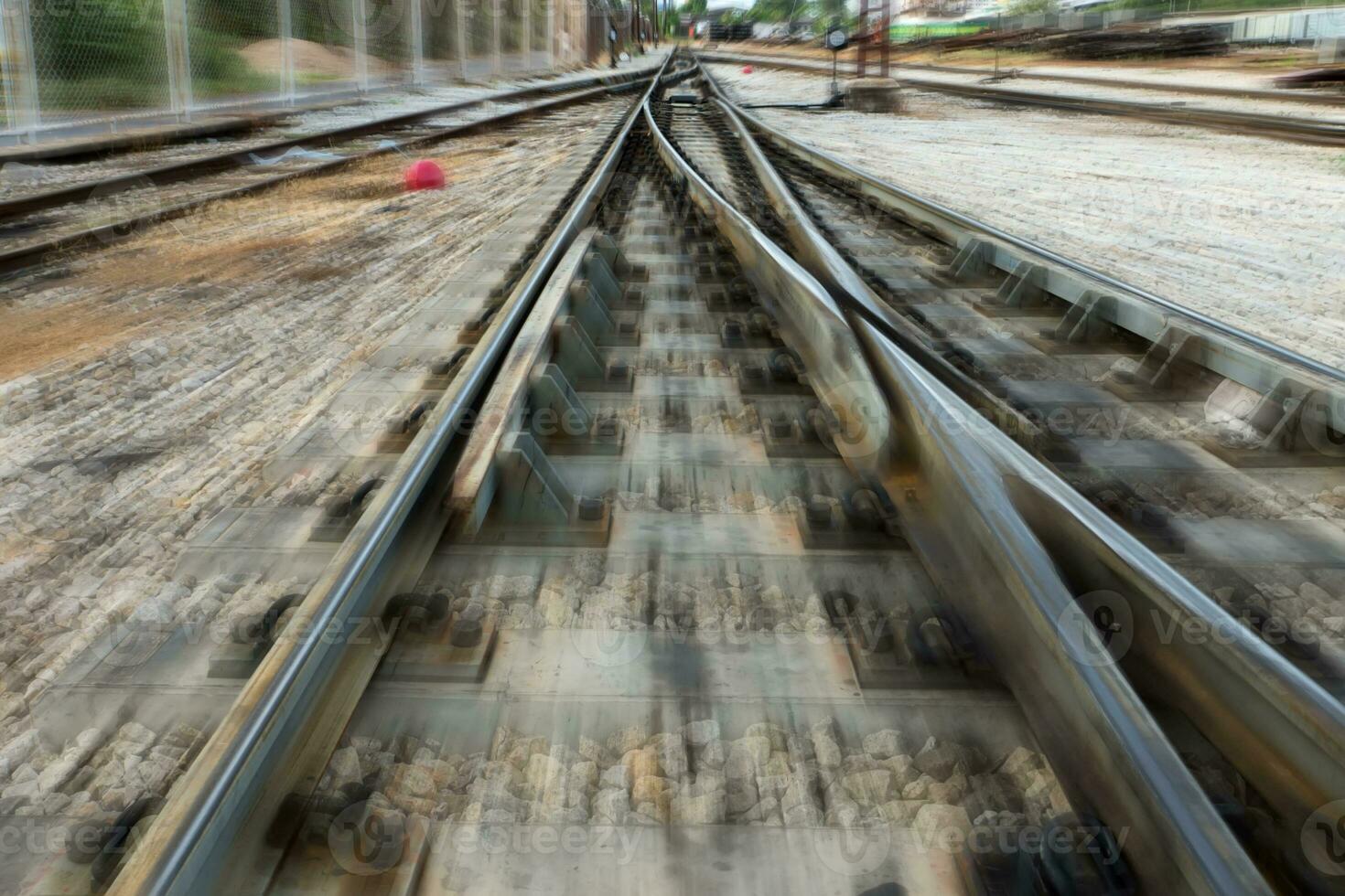 Motion image on railroad. photo
