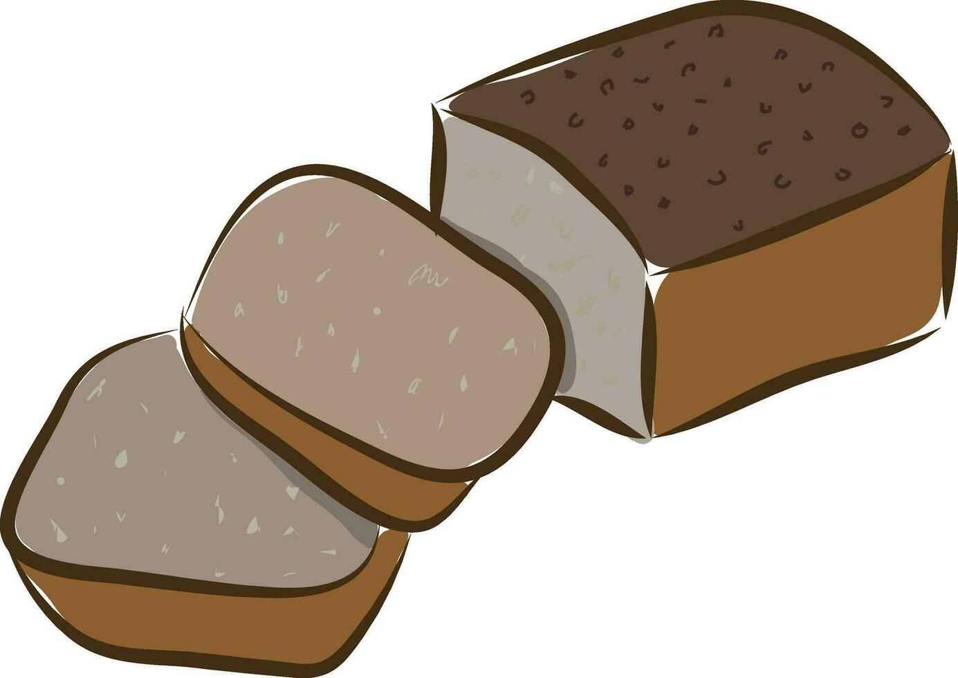 A loaf of brown bread cut into slices vector or color illustration