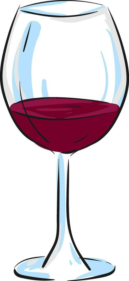 Cartoon champagne glassware filled with red wine vector or color illustration