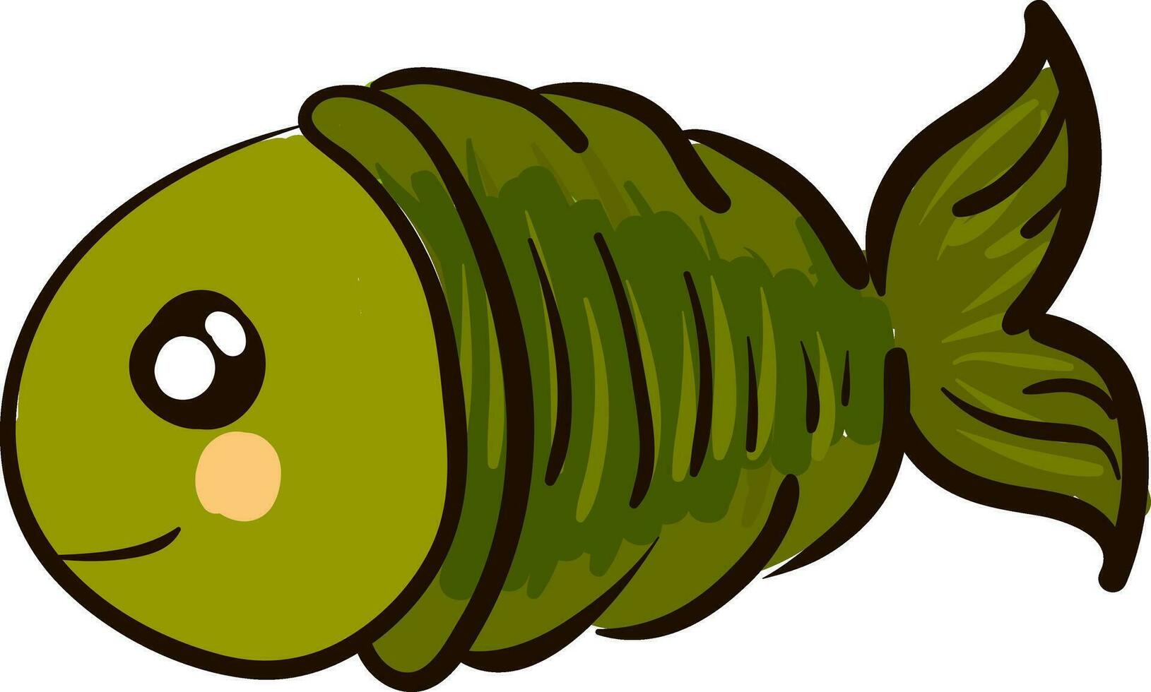 A small green fish vector or color illustration