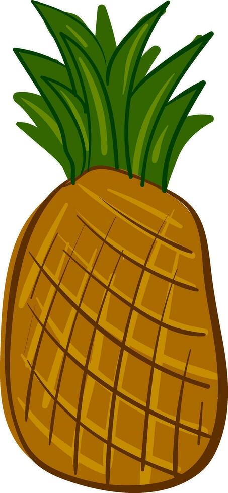 A cartoon picture of pineapple with green leaves looks cute vector or color illustration