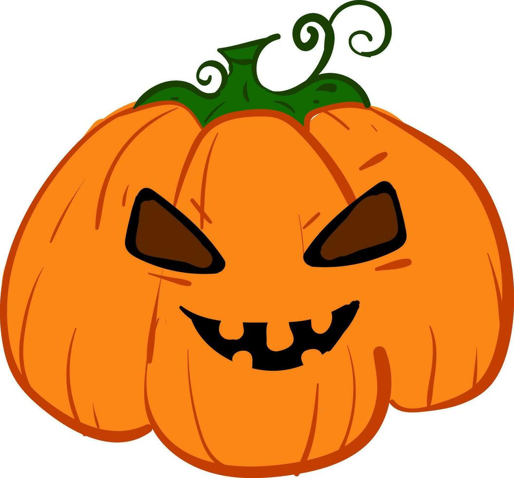 The devilish big fat orange pumpkin looks terrifying vector or color illustration