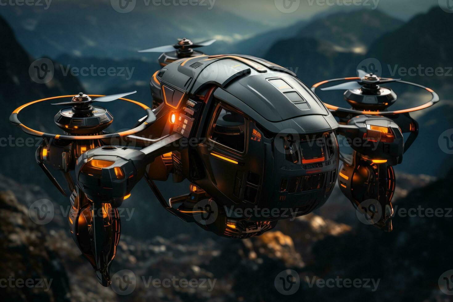 AI generated Revolutionizing urban transit futuristic autonomous air taxis, futurism image photo