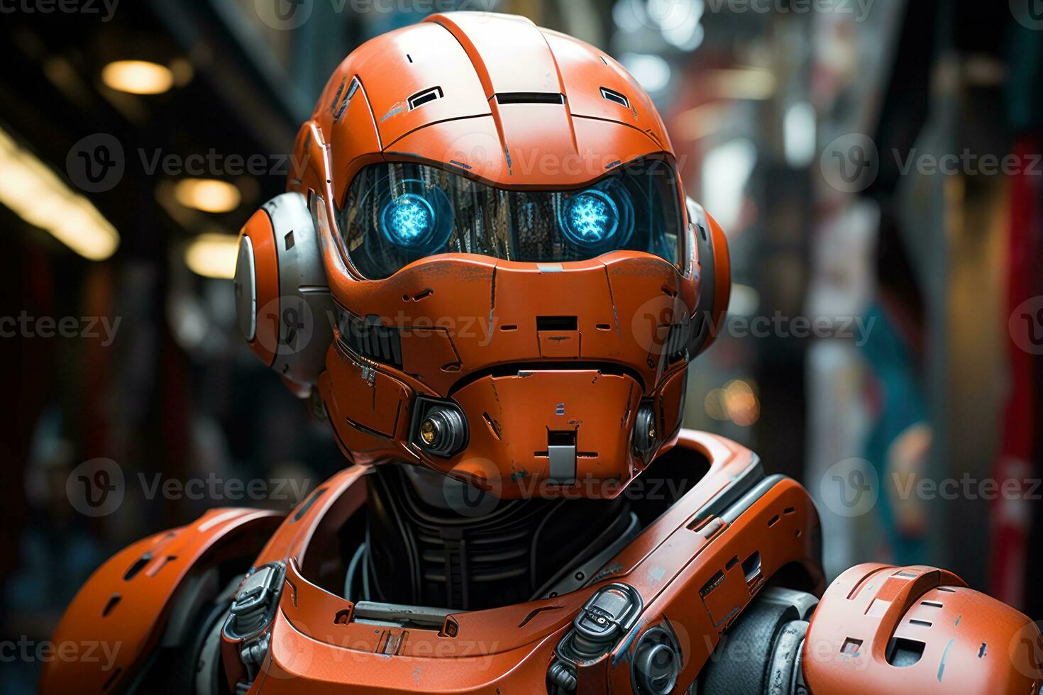 AI generated A park where robots operate rides and attractions providing visitors with a futuristic and entertaining experience, futurism image photo