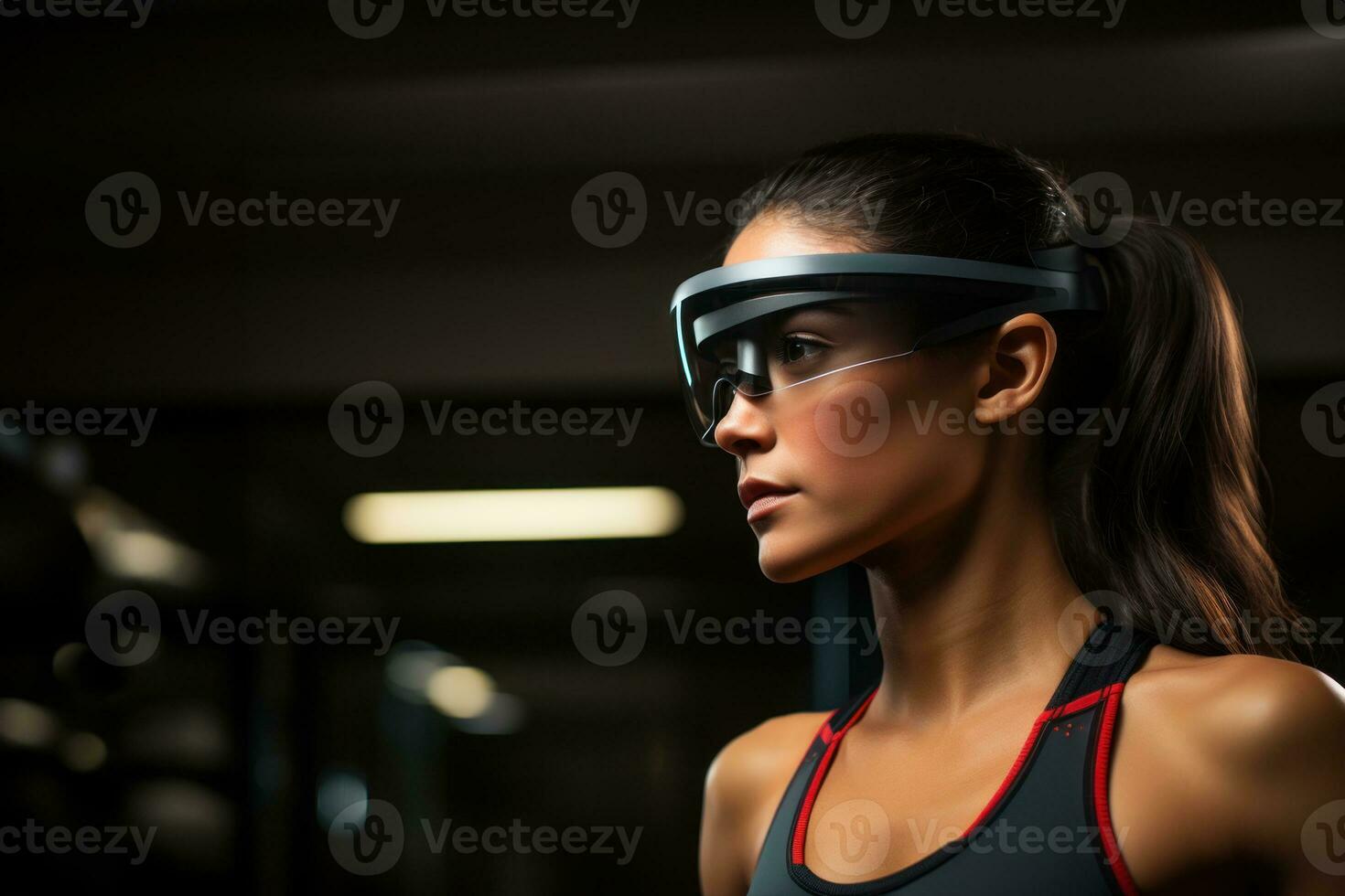 AI generated Runner with ar glasses displaying real time performance