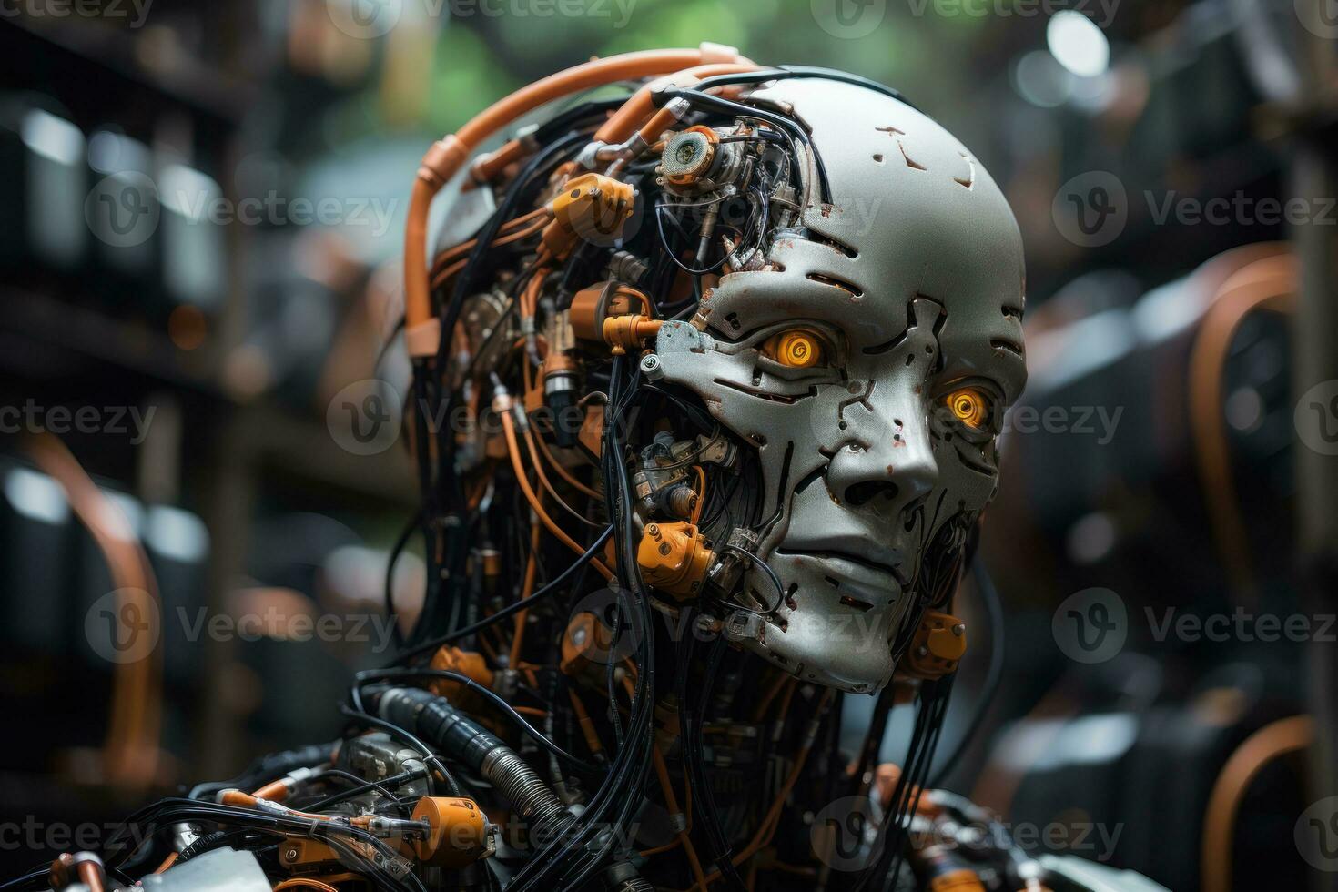 AI generated Interactive robotic art installation blending technology and artistic expression, futurism image photo