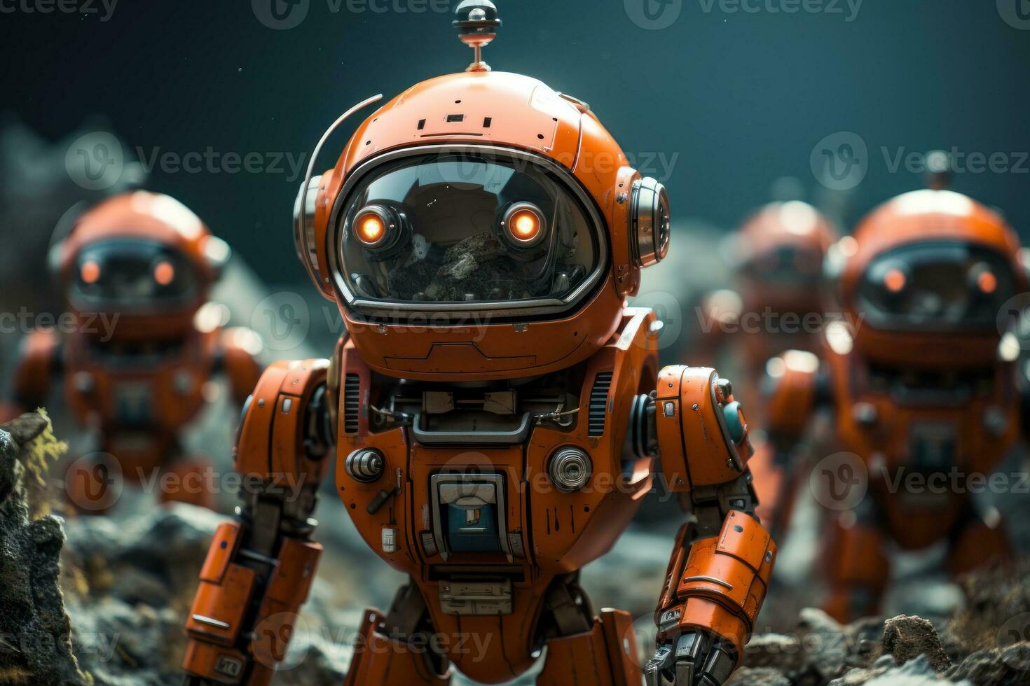 AI generated Robots assembling structures in outer space illustrating the potential for extraterrestrial construction projects, futurism image photo