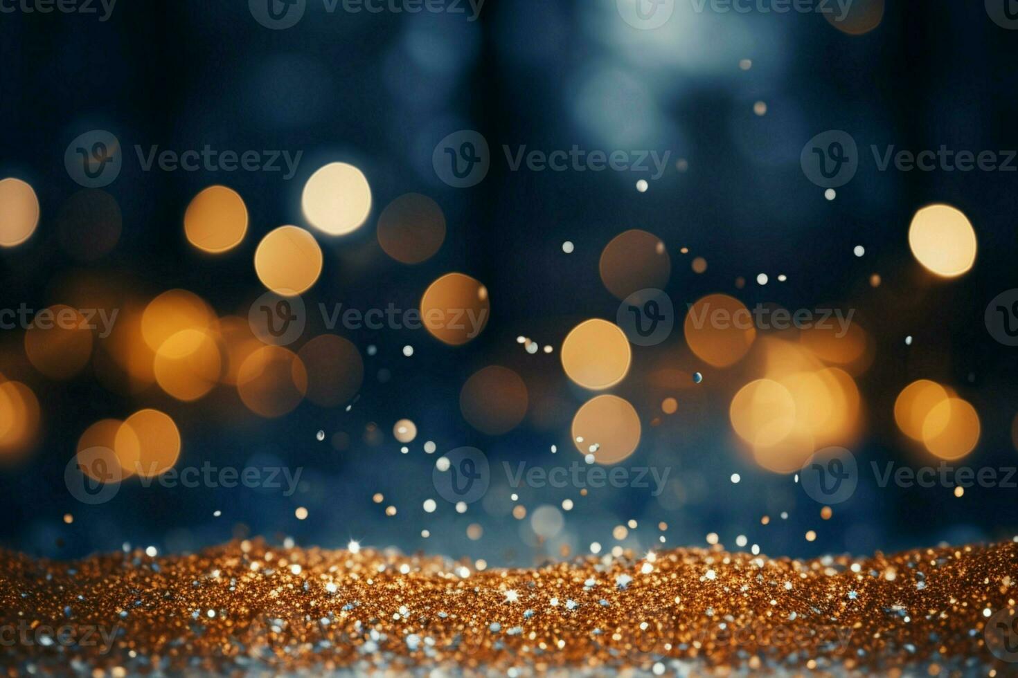 AI generated Christmas enchantment Bokeh lights against white snow framing a blurred Christmas tree AI Generated photo